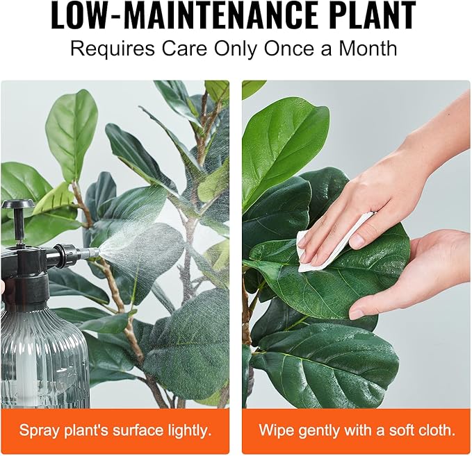 VEVOR Artificial Fiddle Leaf Fig Tree 6 FT, Secure PE Material & Anti-Tip Tilt Protection Low-Maintenance Faux Plant, Lifelike Green Fake Potted Tree for Home Office Warehouse Decor Indoor Outdoor
