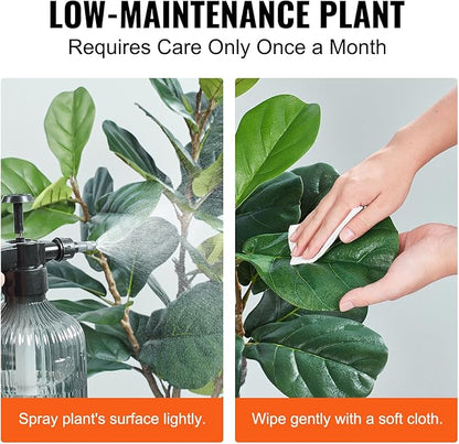 VEVOR Artificial Fiddle Leaf Fig Tree, 5 FT, Secure PE Material & Anti-Tip Tilt Protection Low-Maintenance Faux Plant, Lifelike Green Fake Potted Tree for Home Office Warehouse Decor Indoor Outdoor