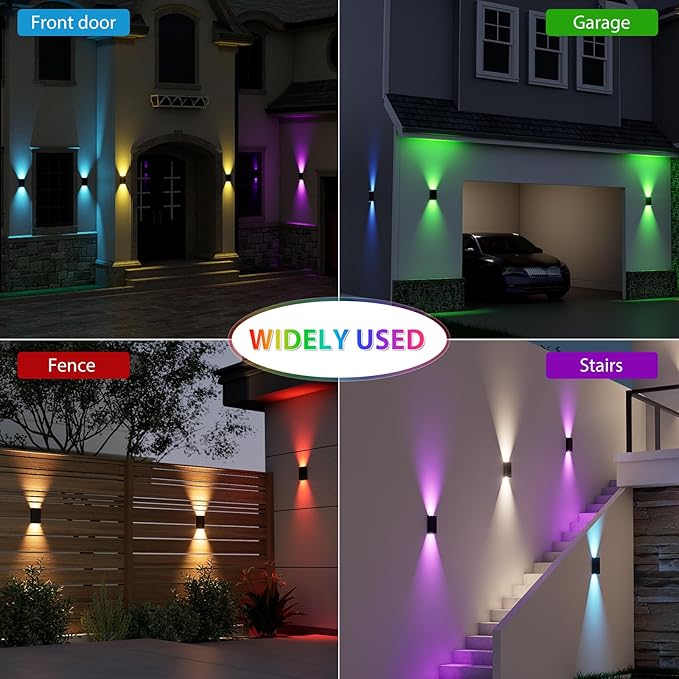 Solar Lights Outdoor,8 Lighting Modes Dusk to Dawn Lighting Wall Sconce IP67 Waterproof Up and Down Solar Wall Light Front Door Light for House, Garage, Porch,Doorway,Fence,Festival Decor (2 PACK)