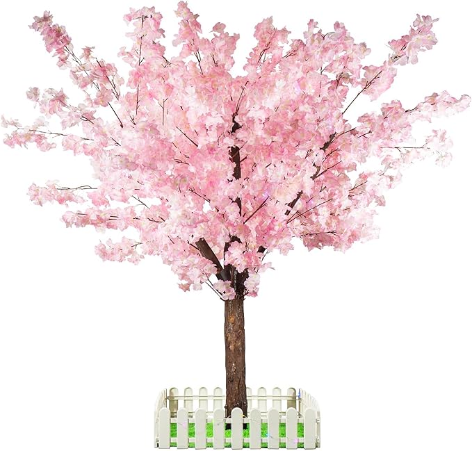 Artificial Cherry Trees Indoor Decor: Handmade Natural Fake Cherry Blossom Pink Tree Outdoor for Party Wedding Christmas