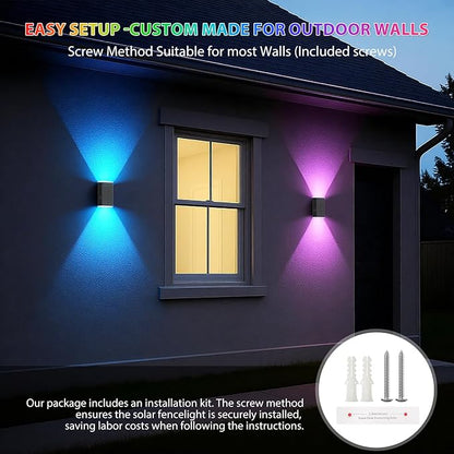 Solar Lights Outdoor,8 Lighting Modes Dusk to Dawn Lighting Wall Sconce IP67 Waterproof Up and Down Solar Wall Light Front Door Light for House, Garage, Porch,Doorway,Fence,Festival Decor (4 PACK)