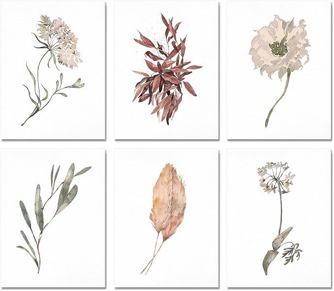 Boho Poster Prints Plant Art Wall Decor, 11x14 Canvas Prints Unframed Set of 6, Plant Posters Aesthetic for Bedroom