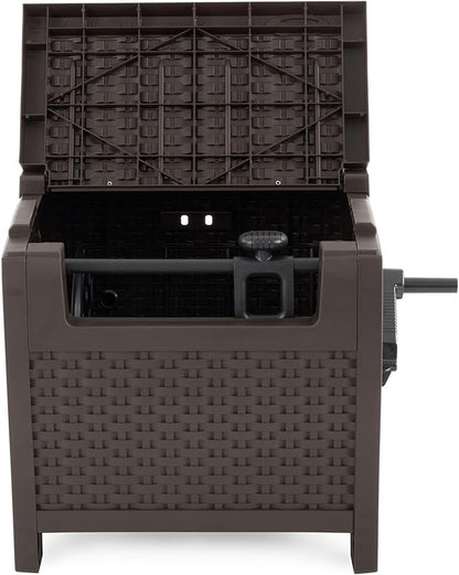 Suncast 2 Pack 175 ft. Wicker Style Resin Hose Hideaway with Hose Guide, Java, Mocha Brown