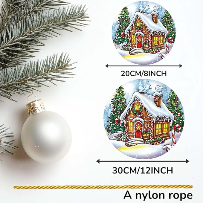 Acrylic Window Hanging Snowhouse Christmas Stained Panel Window Decoration for Outdoor Indoor Garden Yard Home Winter Decor 12 Inch