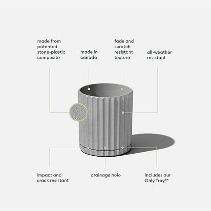 Veradek Demi Series Demi 6" Planter w/Tray - Grey, 2 Pack
