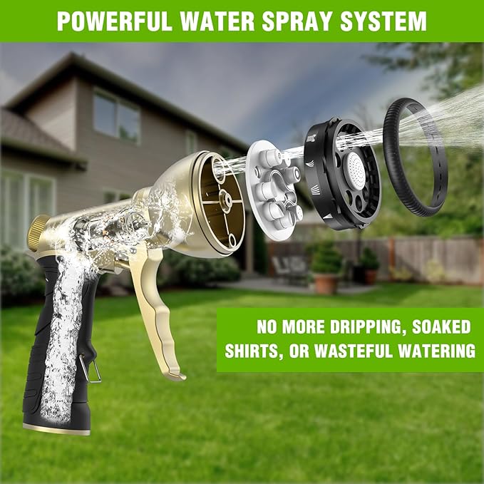 Yesker Garden Hose Nozzle, Water Hose Sprayer Nozzle Adjustable 9 Spray Patterns Heavy Duty Metal Water Nozzles for Hose Outdoor with Non-Slip Rubber Grip for Watering Plants Lawns Washing Cars Pets