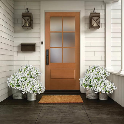 12 Bundles Artificial Flowers for Outdoor, UV Resistant Fake Pansy Flowers, Silk Faux Fowers for Outdoor Planters Home Garden Office Patio Front (12, White)