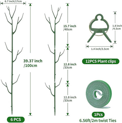 9 Pack Green Plant Support Stakes Plant Stakes for Indoor and Outdoor Plants. 39.37inch Plant Sticks with Extension Poles, Plant Clips,Plant Ties for Potted Monstera Plants, Climbing Plants