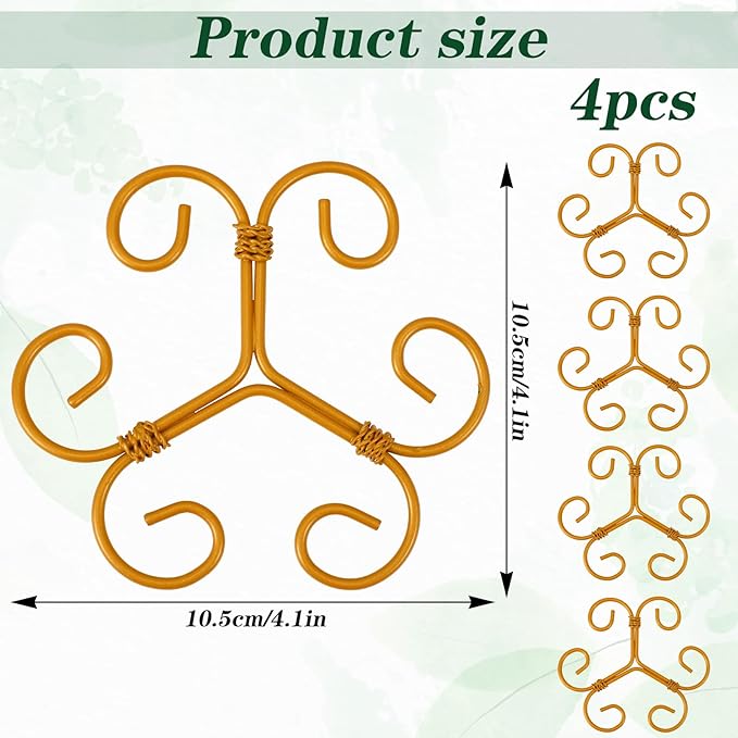 Lusofie 4 Pcs Monstera Plant Support,Iron Plant Support Stakes,Stabilizer Grapple Holder,Turtle Bamboo Clamp Set for Indoor and Outdoor Plants and Flowers to Promote Healthy Growth