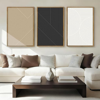 Anyzal Large Neutral Wall Art Modern Abstract Wall Decor Minimalist Boho Artwork 24x36 Inch Set of 3 for Living Room Bedroom Dining Room