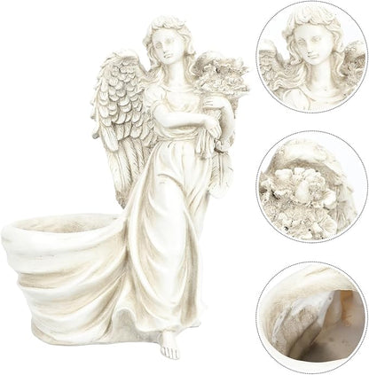COHEALI European Style Resin Angel Flowerpot Garden Decor Decorative Outdoor Planter for Home Patio Weddings and Office Creative Vintage Angel Craft for Flowers and Plants