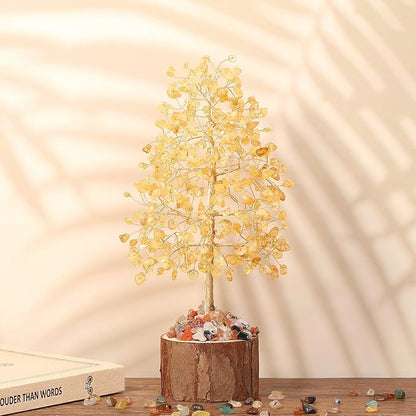 DUQGUHO Citrine Crystal Tree Positive Energy Tree of Life Yellow Ornaments Spiritual Gifts for Women House Warming Gifts New Home Wedding Gifts Crystal Ornament Home Decor