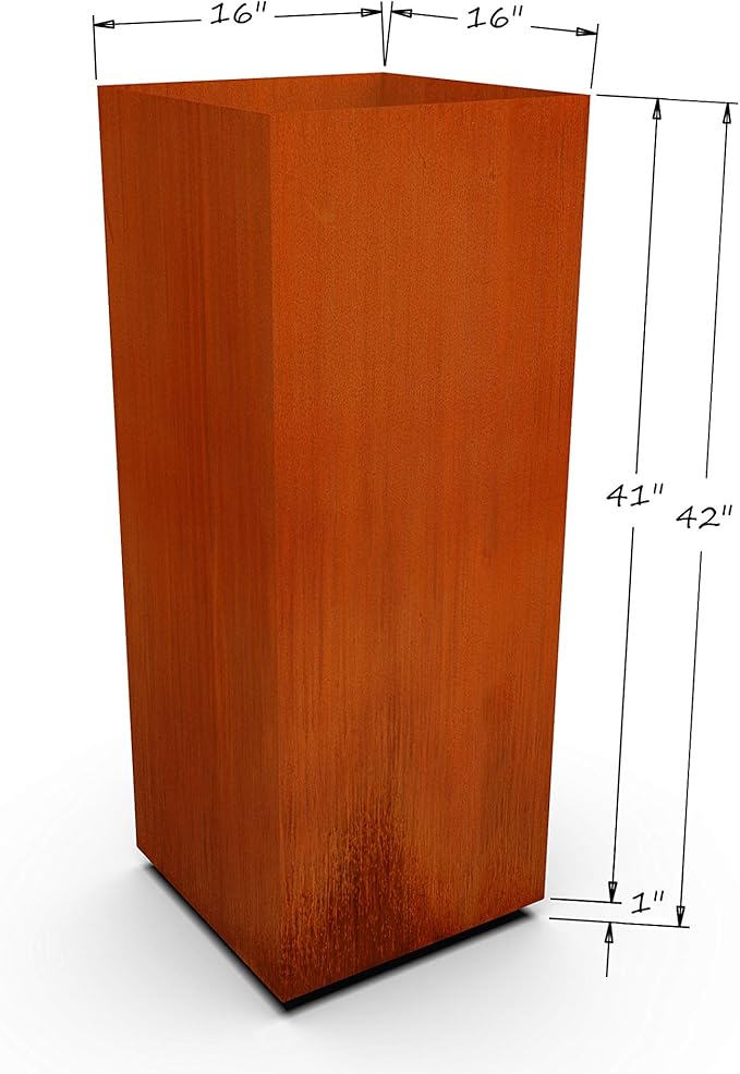 Plantercraft Corten Steel Planter Tall Cube Garden Box Metal Outdoor Heavy Duty | Made in USA | Fully Assembled | Commercial Residential