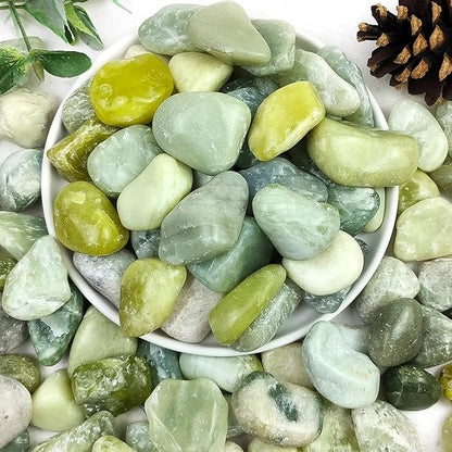 10lbs Jade River Rocks, 1-2 Inch Natural Pebbles for Indoor Plants, High Polished Decorative Stones Vase Filler Fish Tank Aquariums Landscaping Garden Outdoor and Indoor DIY