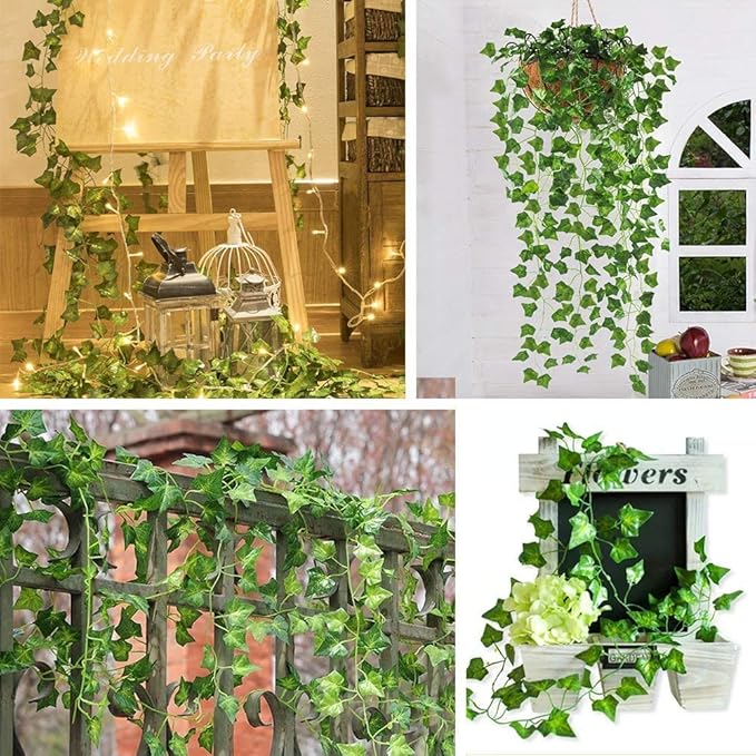 CQURE 84 Pack 588Ft Artificial Ivy Garland, Fake Vines UV Resistant Greenery Leaves Fake Plants Hanging Aesthetic Vines for Home Bedroom Party Garden Wall Room Decor