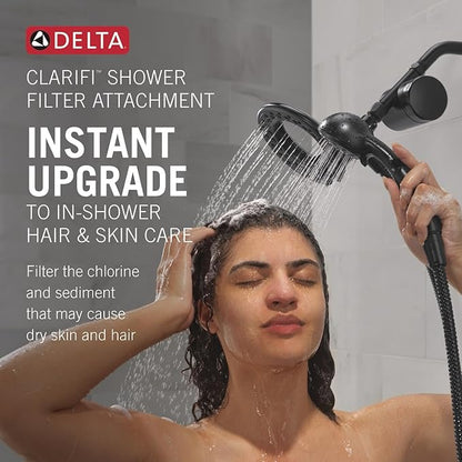 Delta 4-Setting In2ition 2-in-1 Dual Shower Head with Clarifi Standard Shower Filter Attachment, Brushed Nickel Shower Head with Filter, SpotShield Brushed Nickel 7SF110BSN