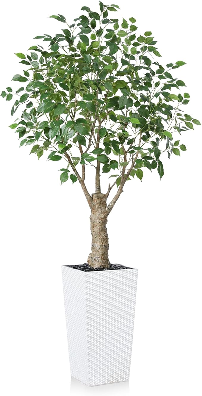 Ficus Artificial Trees Indoor Outdoor, 6ft Tall Fake Plants, Fake Ficus Silk Tree for Home Office Garden Patio Outdoor Modern Decor, 1 Pack