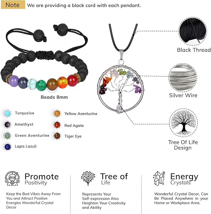 Chakra Tree - Seven Chakra Tree - Crystal Bonsai Tree - GoodLluck Money Tree - Stones and Crystals - Chakra Tree of Life - Feng Shui Decor - Office Desk Decor - Crystal Gifts