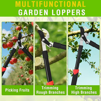 Yesker 19" Loppers Heavy Duty Branch Cutter Sharp Steel Blade Tree Trimmer up to 1" Diameter Cut Capacity Powerful Gear Action Lightweight Bypass Loppers Tools for Tree Trimming Garden Maintenance
