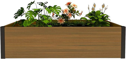 Modern Raised Garden Planter Bed - Durable, Weather-Resistant & Stylish Outdoor Flower Box for Gifts, Gardens, Patios, and Birthdays - Outdoor Decor, and Raised Beds - 47.6" x 23.7" x 12.2" (Brown)