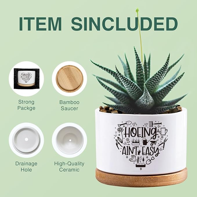Thank You for Helping Me Grow Pots, Succulent Cactus Pot, Funny White Ceramic Flower Planters, Indoor 3.5 inch Pots, Plant Not Included