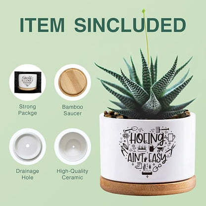 Thank You for Helping Me Grow Pots, Succulent Cactus Pot, Funny White Ceramic Flower Planters, Indoor 3.5 inch Pots, Plant Not Included