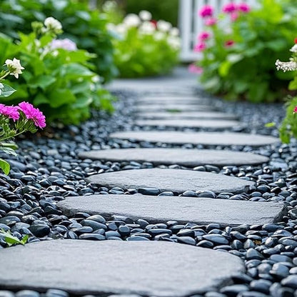 Large River Rocks for Landscaping, 40lbs Black Pebbles for Indoor Plants, 2-3 Inch Decorative Rocks for Planters, High Polished Stones for Vase Filler Fish Tank Garden
