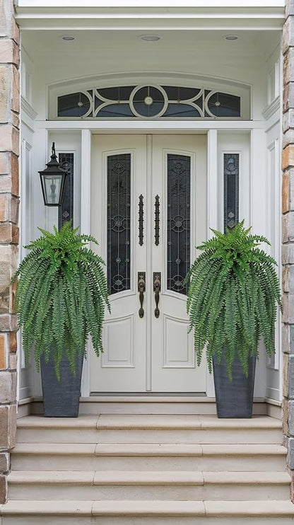 Ferns Fake Plants 52 Fronds Artificial Plants Outdoor 47" Long Fake Fern Look Real Large Plant Artificial Ferns Potted | Hanging Boston Fern | Fake Plant Shrubs for Home Garden Porch Farmhouse Decor