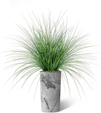 Artificial Tree in Gray Marble Effect Planter, Fake Onion Grass Silk Trees for Indoor and Outdoor Home Decoration - 55" Overall Tall (Plant Pot Plus Tree)