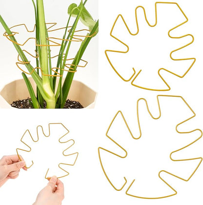 Plant Stem Support 2 Pack, Adjustable Metal Monstera Plant Support Small & Large, Unique Design Plant Supports for Indoor Plants Moss Pole Growth (Gold)