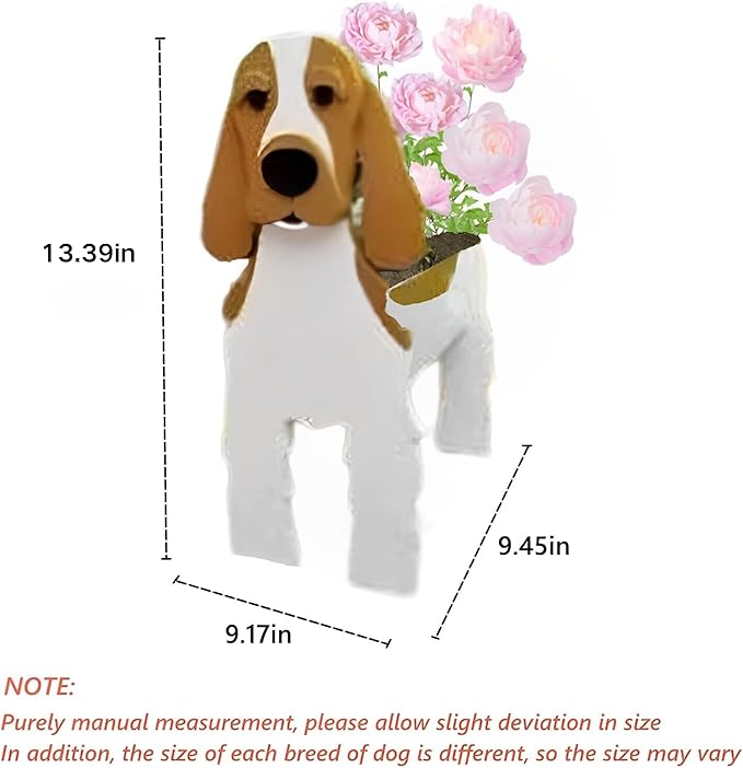 Brown and White Cocker Spaniel Dog Planter Plant Pots,Cute Dog Flower Planter,Gifts for Pet Lovers,Unique Animal Plant Pots,Office,Indoor Outdoor Garden Decor(9.45 * 9.17 * 13.39in)