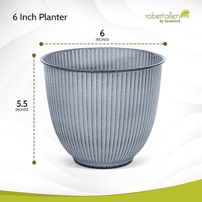 Headwind Robert Allen Natural Ironstone Decorative Planter, Archer Collection, Steel Blue, 6-inch