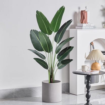 11 Inch Pot for Plants, Large Cement Planter with Drainage Hole, Mid-Century Modern Concrete Flower Pots for Home Decor, Office & Outdoor (Gray)