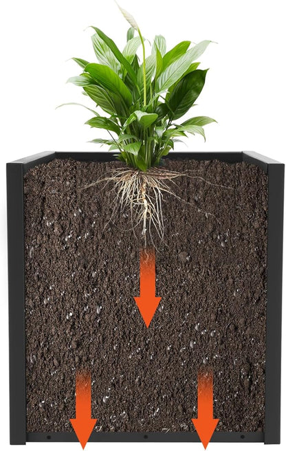 LOYALHEARTDY Steel Planter Box, 17" x 17" x 18" Square Planter Metal Box Tall Planters Heavy Duty Plant Boxes for Indoor Outdoor Tall Plants, Flowers or Shrubs (Black, 17" x 17" x 18")