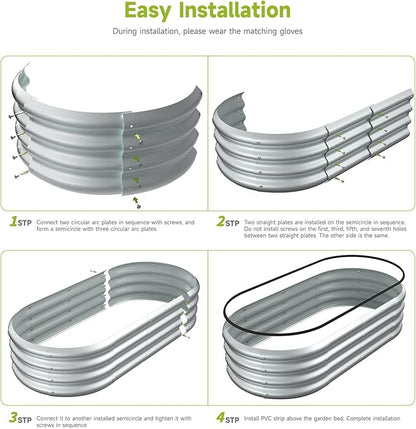 4x2x1FT Raised Garden Bed Kit, Metal Planter Box Outdoor, Planters for Outdoor Plants, Flower, Vegetables, Herbs (Silver,2PCS)