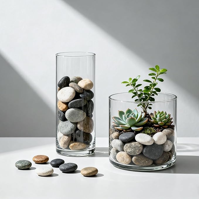 Onlyfire 15lb Polished Pebbles, 3/8" Natural Decorative Mixed Color River Rocks Aquarium Gravel Stones for Landscaping, Indoor Plants, Vase, Succulent, Fish Tank