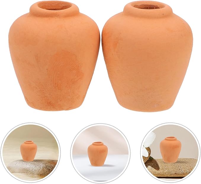 Milisten 2Pcs Miniature Terracotta Pots Small Clay Succulent Planters for Dollhouse Crafts and Desktop Garden Decoration Vintage Red Clay