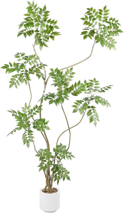 Artificial Sumac Tree,6ft（1pack） Tall Fake Plants Artificial Mahonia fortunei Plants for Indoor, Fake Trees for Office Home Living Room Floor Patio Greening Porch Decor