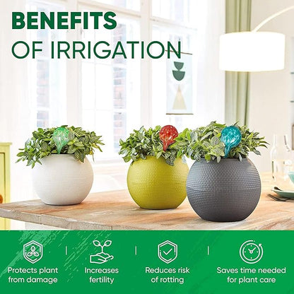Plant Watering Globes Set of 6 – Large Glass Self-Watering Bulbs (up to 5 Days of Watering) for Indoor & Outdoor Plants – Multicolor