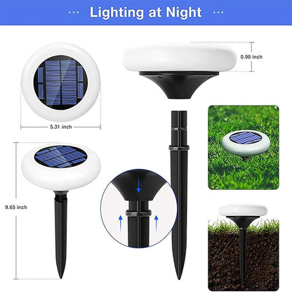 Solar Garden Pathway Lights Color Changing LED Disc Stakes 6 Pack Outdoor Landscape Lighting for Yard Park Walkway Outdoor Solar Lights Solar Driveway Lights