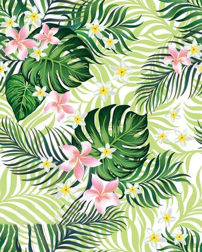 Green Pink Tropical Palm Monstera Leaves Floral Outdoor Rug for Patio Decl Backyard Balcony Porch Machine Washable Waterproof Outside Carpet RV Camping Kitchen Laundry Bathroom Floor Rug 5x7