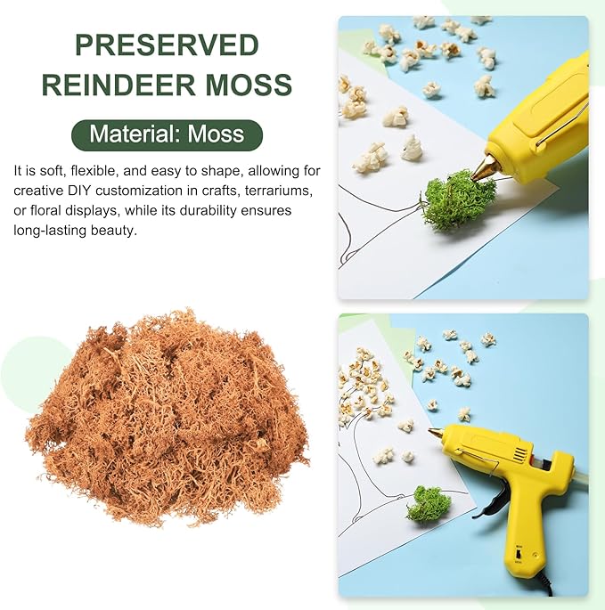 MECCANIXITY 3oz Preserved Reindeer Moss, Orange Decorative Artificial Fake Moss for Potted Plants Indoor Crafts Lichen Centerpieces Decor
