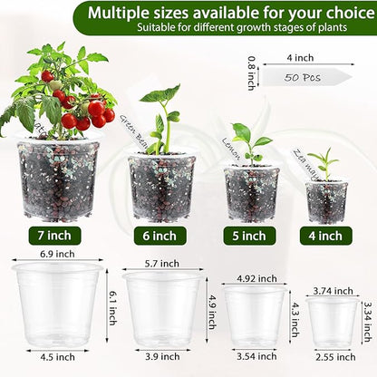 60 Pcs Clear Nursery Pots with Drainage Indoor 4 Inch Nursery Pot with Drainage Holes Plastic Seedling Pots for Plants, Small Seed Starting Pot with Holes Clear Plastic Planter for Indoor Plants