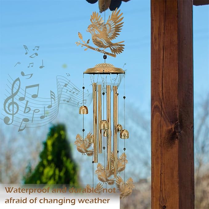 Bird Wind Chimes for Outside Bird Metal Windchimes,Sparrow Wind Chine Decor,Indoor/Ourdoor Garden Yard Patio Decoration Unique Home for Women/Men/Sympathy Gift/Memorial/Festival Birthday Gifts