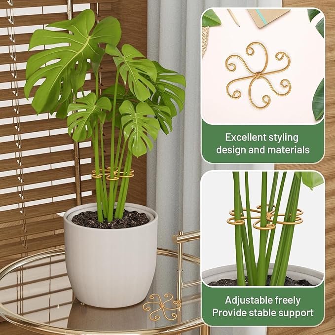 Plant Support Stakes,Flower-Shaped Indoor Plant Trellis,3 Pcs Reusable Plant Holder Stabilizer,Durable Plastic Climbing Plant Support Rings for Potted Plants,Vines,and Growing Support