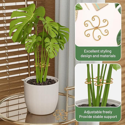 Plant Support Stakes,Flower-Shaped Indoor Plant Trellis,3 Pcs Reusable Plant Holder Stabilizer,Durable Plastic Climbing Plant Support Rings for Potted Plants,Vines,and Growing Support