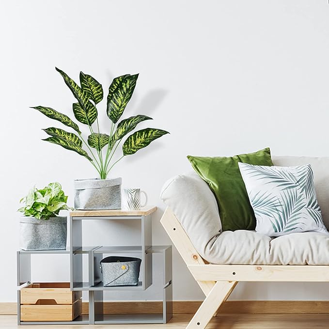 Artificial Plants Palm Fake Leaves 25inch Indoor for Home Office Decor 2Pcs