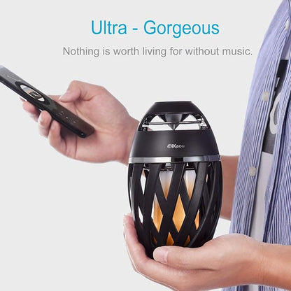 Led Flame Table lamp, Torch Atmosphere Bluetooth Speakers&Outdoor Portable Stereo Speaker with HD Audio and Enhanced Bass,LED flickers Warm Yellow Lights BT4.2 for iPhone/iPad/Android