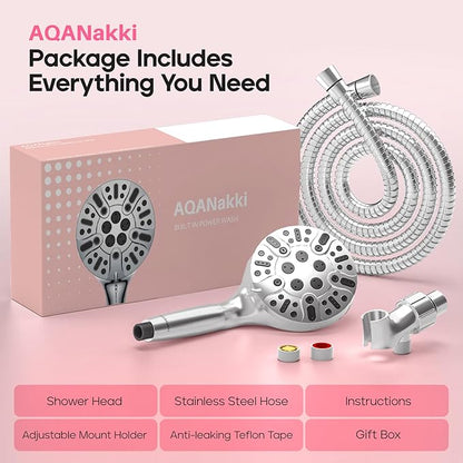 Filtered Shower Head with Handheld, High Pressure 10 Settings Shower Filter Head for Hard Water, Built-in Power Spray,Hard Water Filter Showerhead-Remove Chlorine-Dry Skin,Hair(Premium Chome)