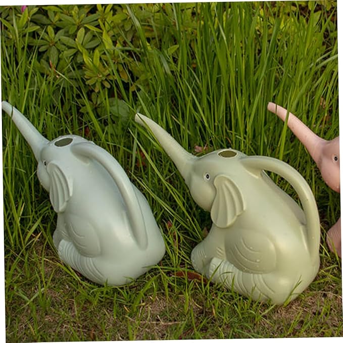 2pcs Adorable Elephant Watering Can with Long Spout Lightweight Plastic Garden Watering Pot for Indoor Outdoor Plants and Home Gardening